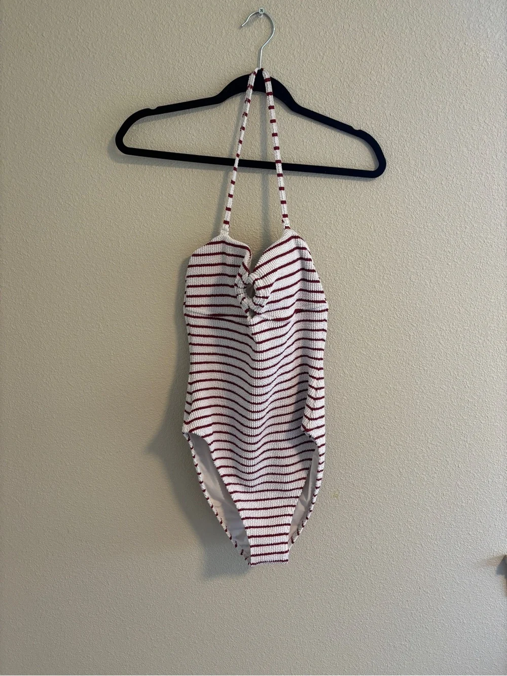 J. Crew scrunchie ring bandeau one piece striped swimsuit
